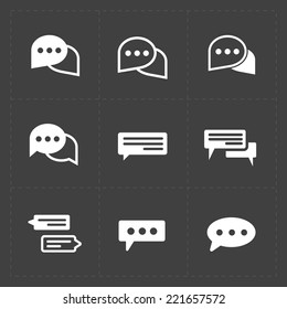 New Modern Speech bubble icons on black background. Vector illus