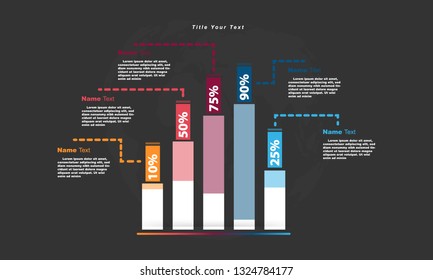 new Modern template chart, graph for use in business plan on white background. vector design infographic elements style.