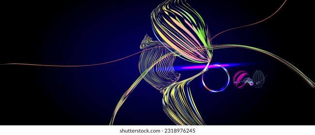 New modern trend Dark retro futuristic cyberpunk elements abstraction background cosmos synthwave vaporwave retrowave glitch circle with blue and pink glows