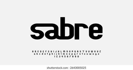 New Modern Uppercase, Lowercase,. and Number. Lettering in style of Minimalism. Sans serif fonts regular concept. Vector and Illustration. Graphic design font source.. Simple typography music sports