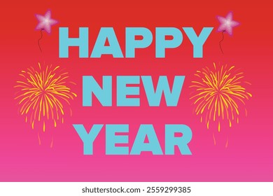 New modern vibrant HAPPY NEW YEAR greeting card holiday celebration template background design