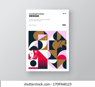 New modernism aesthetics in vector poster design cards. A4 page template layout with brutalism graphics and abstract geometric shapes, great for poster art, business presentation, digital prints.