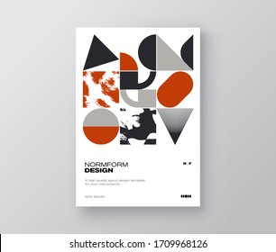 New modernism aesthetics in vector poster design cards. A4 page template layout with brutalism graphics and abstract geometric shapes, great for poster art, business presentation, digital prints.