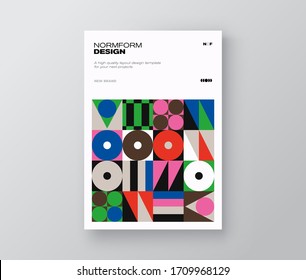 New modernism aesthetics in vector poster design cards. A4 page template layout with brutalism graphics and abstract geometric shapes, great for poster art, business presentation, digital prints.