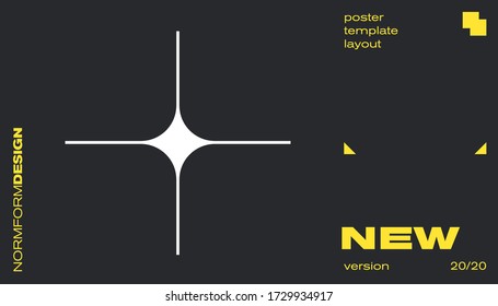 New modernism aesthetics in vector poster design cards. Brutalism inspired graphics in web template layouts made with abstract geometric shapes, useful for poster art, website headers, digital prints.