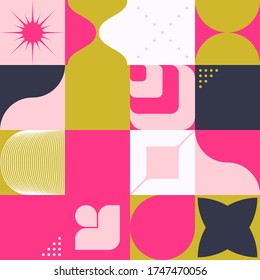 New modernism aesthetics in vector poster design cards. Brutalism inspired graphics made with abstract geometric shapes, useful for poster art, website headers, digital prints.