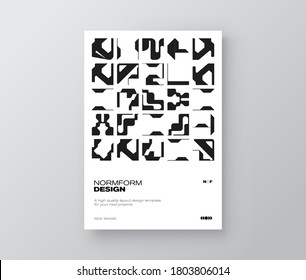 New modernism aesthetics in vector poster design cards. A4 page template layout with brutalism graphics and abstract geometric shapes, great for poster art, business presentation, digital prints.