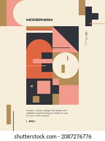Nueva estética modernista en tarjetas de diseño de afiches vectoriales. Gráficos inspirados en el Brutalismo en diseños de plantillas web hechos con formas geométricas abstractas, útiles para el arte de afiches, cabeceras de sitios web, impresiones digitales.