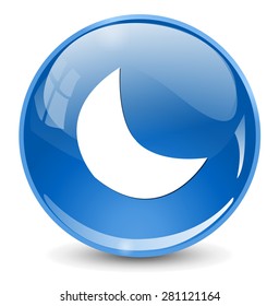 new moon, crescent button 