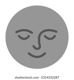 New moon with face icon emoji isolated vector design on white background. 