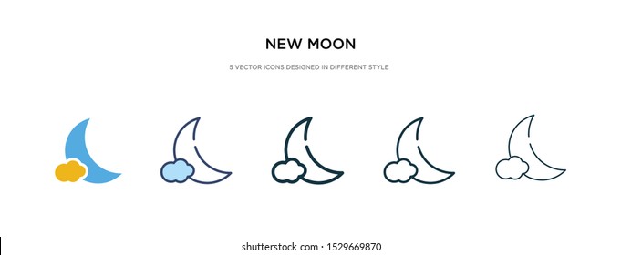 new moon icon in different style vector illustration. two colored and black new moon vector icons designed in filled, outline, line and stroke style can be used for web, mobile, ui