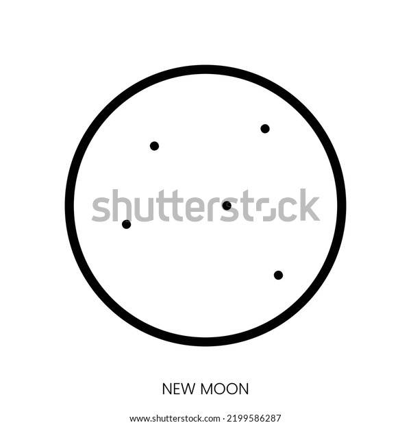 new moon icon. Line Art Style Design Isolated\
On White Background