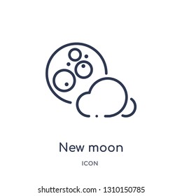 new moon icon from weather outline collection. Thin line new moon icon isolated on white background.