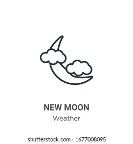 New moon outline vector icon. Thin line black new moon icon, flat vector simple element illustration from editable weather concept isolated stroke on white background