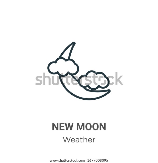 New moon outline\
vector icon. Thin line black new moon icon, flat vector simple\
element illustration from editable weather concept isolated stroke\
on white background