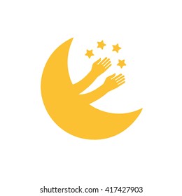  New moon plays with the stars. Moon Icon.
