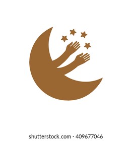 New moon plays with the stars. Moon vector icon