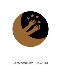New moon plays with the stars. Moon vector icon