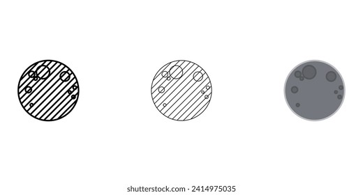 New moon Weather Icon vector image on white background. Three icons thick, thin, colored outline. Can be used for mobile apps, web apps and print media