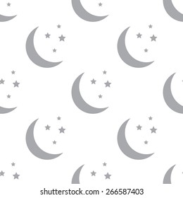 New Moon white and black seamless pattern for web design. Vector symbol