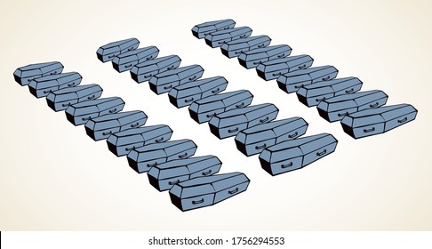 Fataúdes de madera cerrados. Dibujo de vectores Buceo de masas