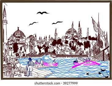new mosque in istanbul vector