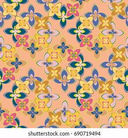 New multicolor seamless pattern with cute flower.