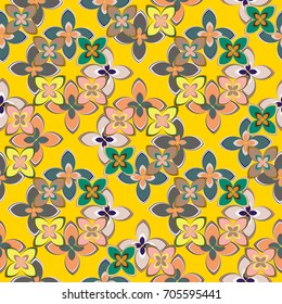 New multicolor seamless pattern with cute flower.
