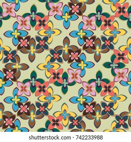 New multicolor seamless pattern with cute flower.