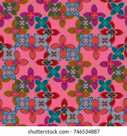 New multicolor seamless pattern with cute flower.