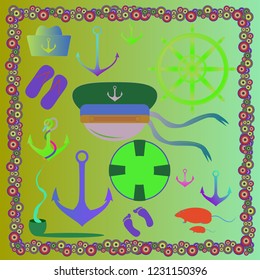 New multicolored sailor summer pattern set.