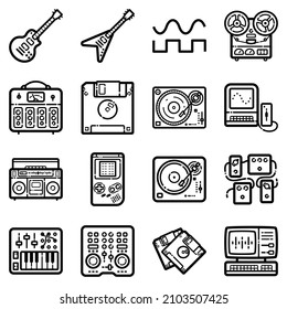 New Music Flat Icon Set Isolated On White Background