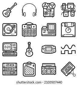New Music Flat Icon Set Isolated On White Background