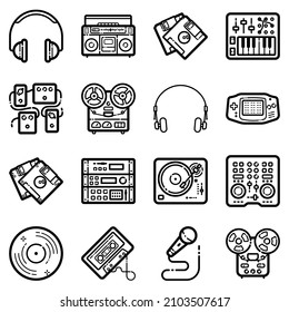 New Music Flat Icon Set Isolated On White Background