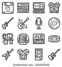 New Music Flat Icon Set Isolated On White Background