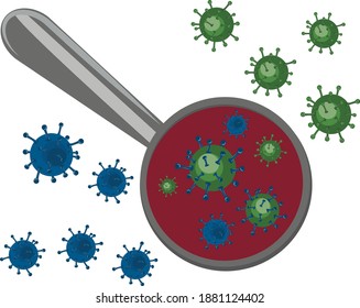 Neue Mutation des Coronavirus, Covid. Vektorbild des Virus