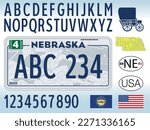 New Nebraska car license plate pattern, United States, vector illustration