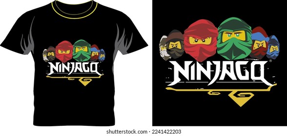 Nueva imagen vectorial de Ninja go caras de camiseta 