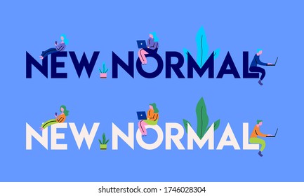 new normal activities and which will become new Normal after the concept of COVID-19 becomes a human lifestyle, Typography style, human style. Modern Style.