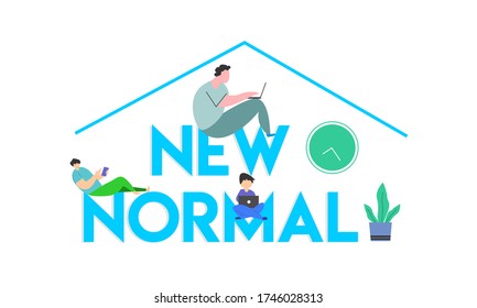 new normal activities and which will become new Normal after the concept of COVID-19 becomes a human lifestyle, Typography style, human style. Modern Style.