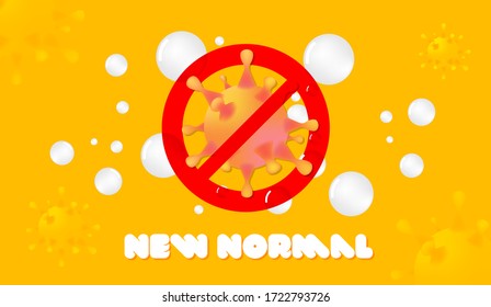 New normal after COVID-19 concept background Stop Coronavirus  typography design logo vector illustration