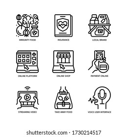 New normal after covid-19 icons set outline style