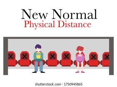 New normal after unlock down corona virus. Physical distance in social activities.