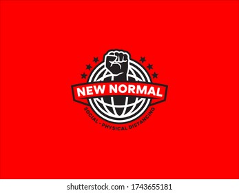 New Normal badge, logo, illustration, sign for office sign or t-shirt graphic