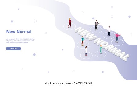 New normal campaign for web website template page landing home homepage with isometric flat style