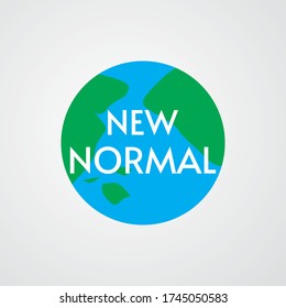 new normal concept lettering on world map vector illustration.