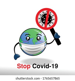 The new normal concept, the mascot of the world uses a white mask, Stop coronavairus justification, and covid opponent 19, for the necessity of banners, banners and other designs