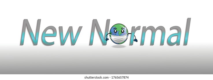 The new normal concept, the mascot of the world uses a white mask, Stop coronavairus justification, and covid opponent 19, for the necessity of banners, banners and other designs