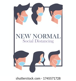 new normal concept, social distancing, people wearing mask, After Outbreak . After the Coronavirus or Covid-19 causing the way of life of humans to change to new normal