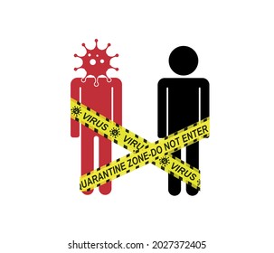 The new normal concept is social distancing.  Vector illustration. Stock image.